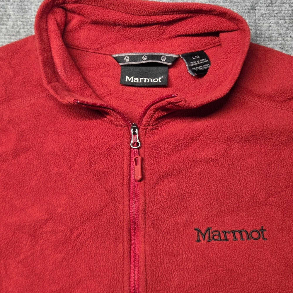 Marmot Mens Red Quarter Zip Microfleece Pullover Sweater Large H83590 - Picture 4 of 12